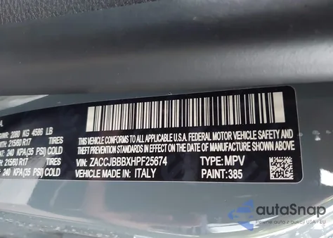 2017 Jeep Renegade Latitude 4X4 z USA, uszkodzony, nr VIN ZACCJBBBXHPF25674